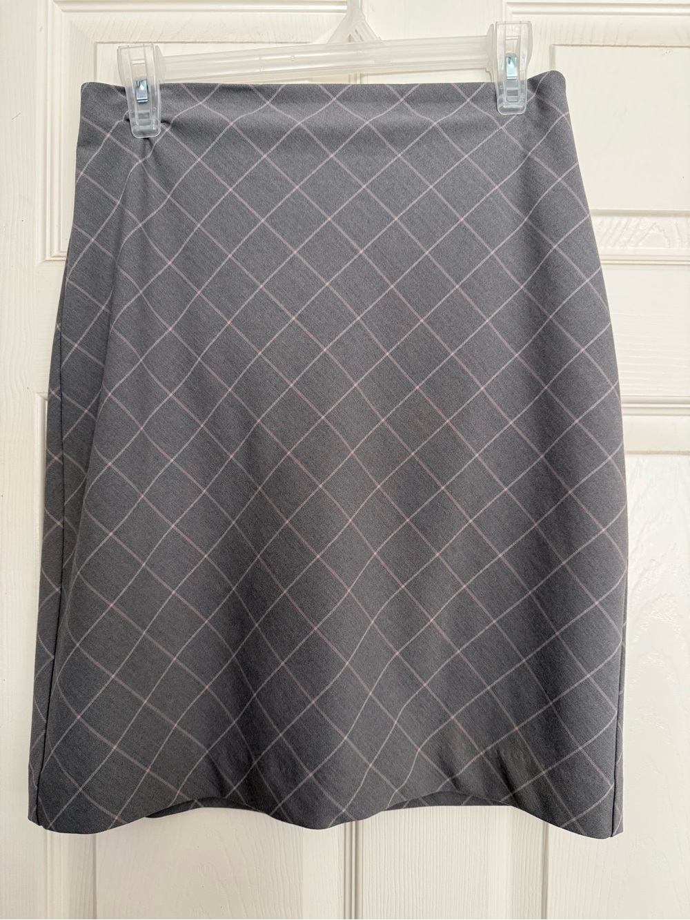 Express Gray Plaid A-Line Skirt with Light Pink Windowpane